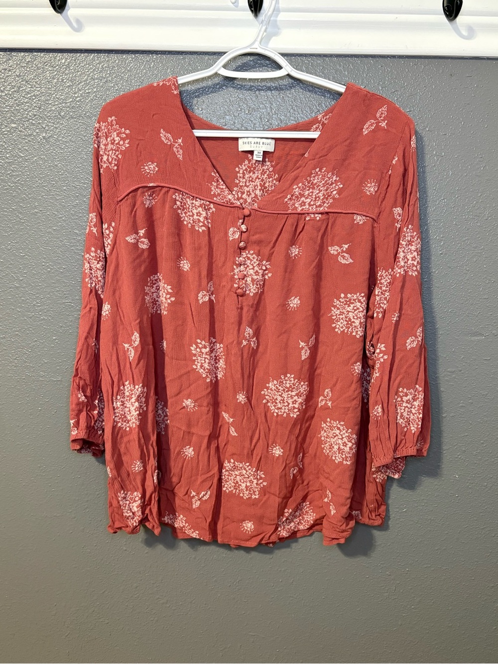 Skies Are Blue Curvy Floral Button-Front Blouse size 3XL (SKU 268)